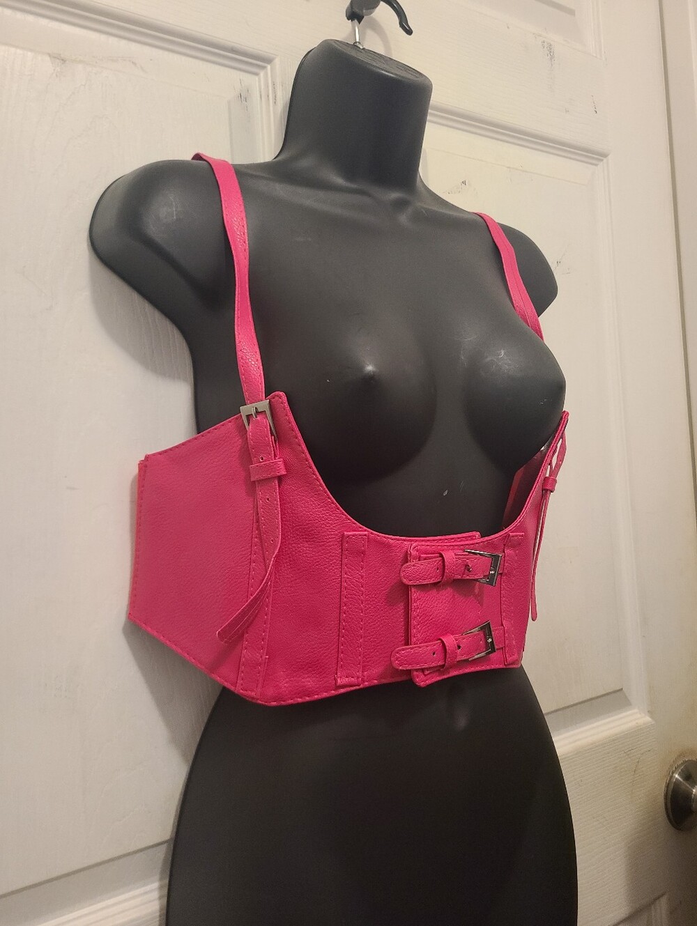 Women's Pink Buckle Corset Top